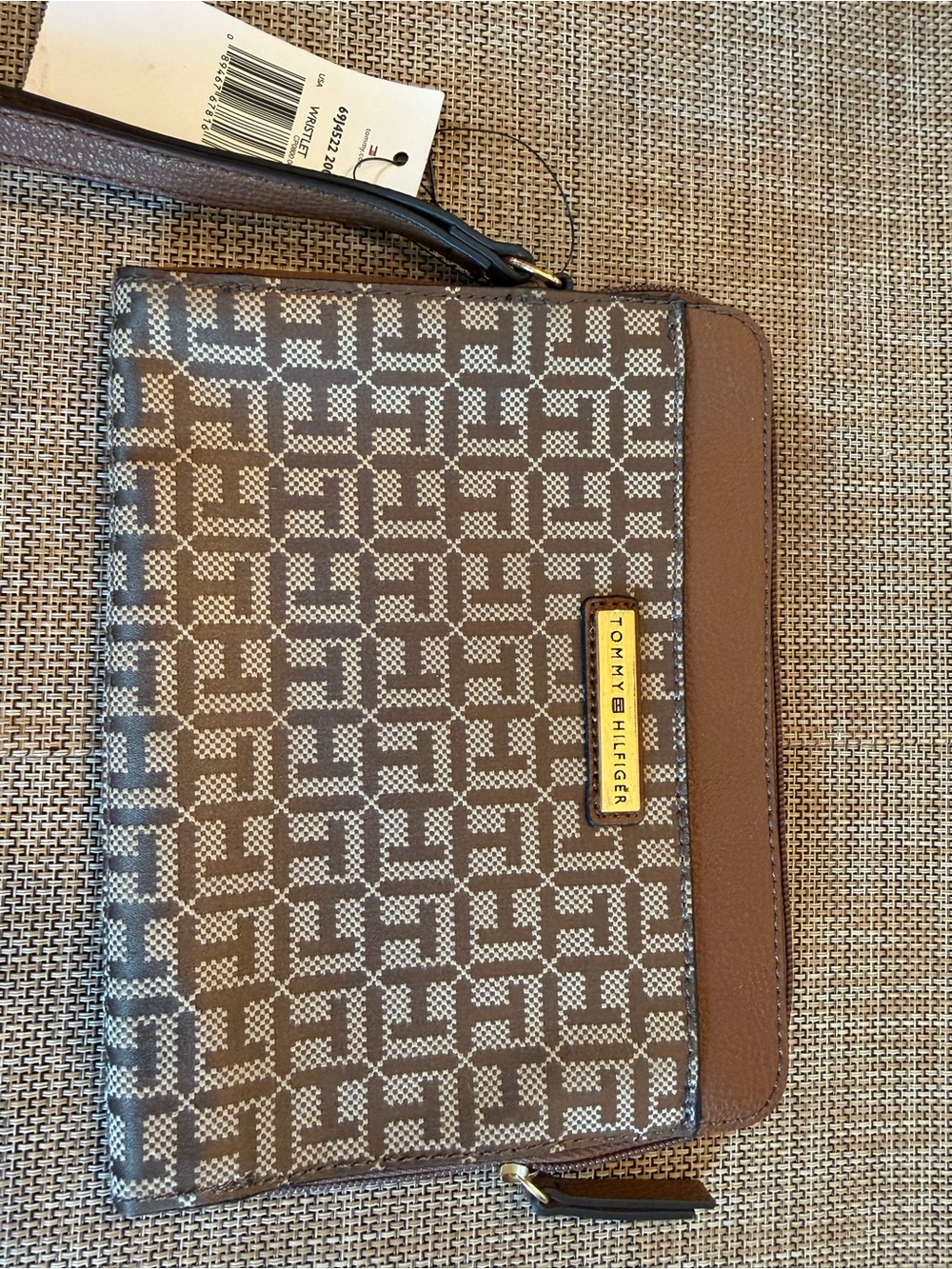 Tommy Hilfiger Brown Signature Wristlet Wallet